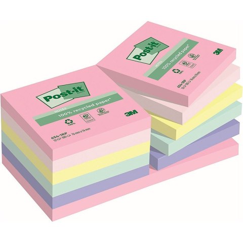 Karteczki Post-it 76x76mm (654-1RP) pastelowe (16x100) Karteczki Post-it 76x76mm (654-1RP) pastelowe (16x100)
