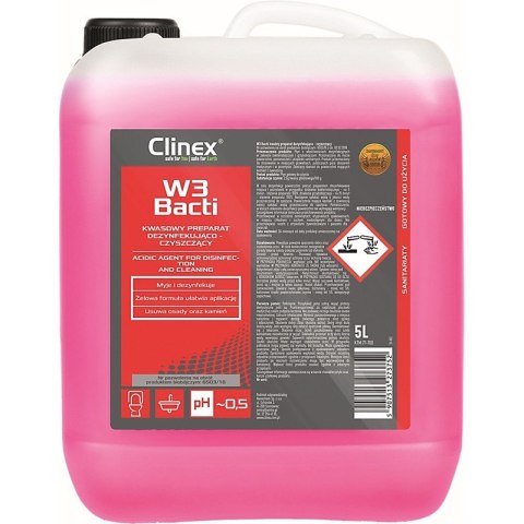 Preparat dezynfekująco-czyszczący CLINEX W3 Bacti 5l Preparat dezynfekująco-czyszczący CLINEX W3 Bacti 5l