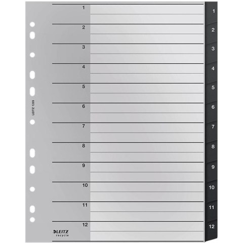 Przekładki PP Leitz Recycle A4 Maxi 1-12 czarne