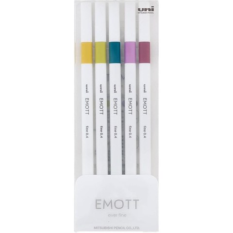 Cienkopisy Uni Emott No.8 0.4mm 5 kolorów Cienkopisy Uni Emott No.8 0.4mm 5 kolorów