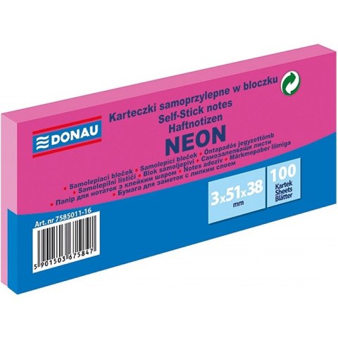 Karteczki Donau 38x51mm neon różowe (3x100) Karteczki Donau 38x51mm neon różowe (3x100)