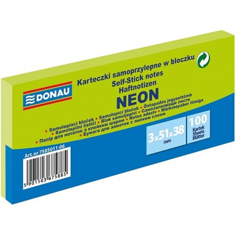 Karteczki Donau 38x51mm neon zielone (3x100) Karteczki Donau 38x51mm neon zielone (3x100)