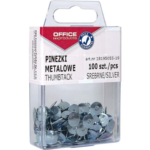 Pinezki metalowe OFFICE PRODUCTS, w pudełku, 100sz Pinezki metalowe OFFICE PRODUCTS, w pudełku, 100sz