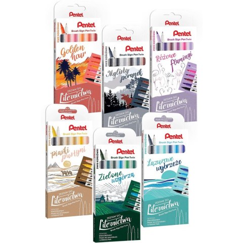 Pisaki pędzelkowe Pentel Brush Sign Pen Twin SESW3 Pisaki pędzelkowe Pentel Brush Sign Pen Twin SESW3