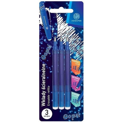 Wkłady wymazywalne Astra Oops! niebieskie (3)