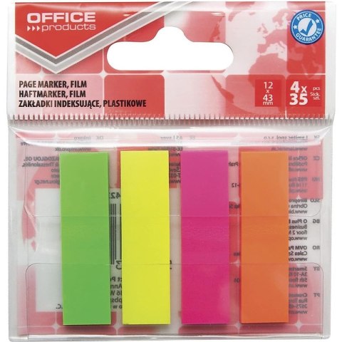 Zakładki indeksujšce OFFICE PRODUCTS, PP, 12x43mm, Zakładki indeksujšce OFFICE PRODUCTS, PP, 12x43mm,
