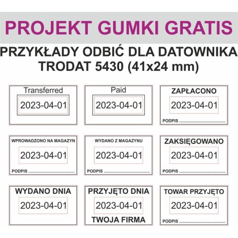 DATOWNIK TRODAT 5430 ISO 4 MM 41X24 MM WKŁADKA MIX