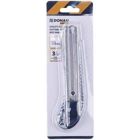 Nóż pakowy Donau Safety 18mm/100mm srebrny