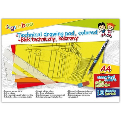 Blok techniczny Gimboo A4/10k kolorowy Blok techniczny Gimboo A4/10k kolorowy