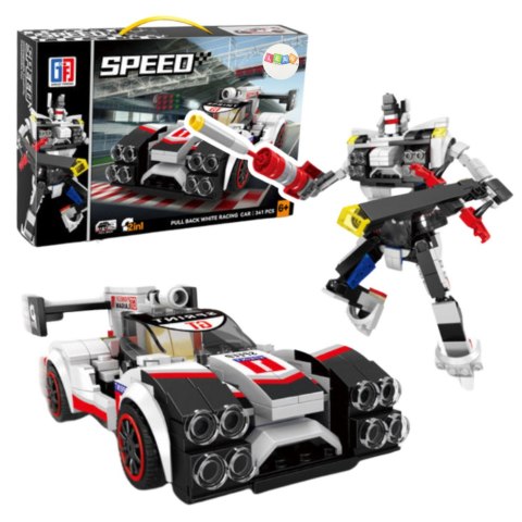 Klocki Konstrukcyjne Auto Sportowe Wyścigówka Robot 2w1 Biały 341 el. Klocki Konstrukcyjne Auto Sportowe Wyścigówka Robot 2w1 Biały 341 el.