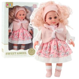 Lalka Sweet Angel W Różowej Sukience W Kwiatki Bezrękawnik Opaska 36cm