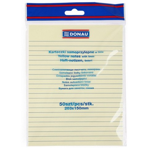 Karteczki Donau 203x150mm w linie żółte (50) Karteczki Donau 203x150mm w linie żółte (50)