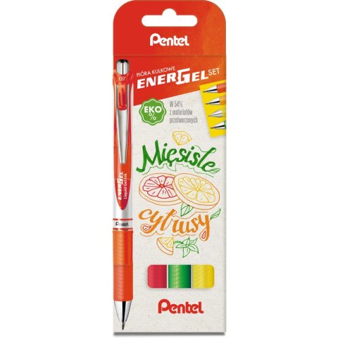 Pióra kulkowe Pentel EnerGel BL77 Mięsiste cytrusy (4) Pióra kulkowe Pentel EnerGel BL77 Mięsiste cytrusy (4)