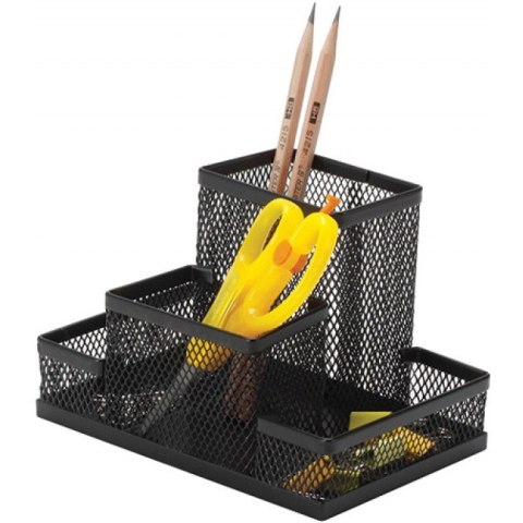 Przybornik na biurko Q-Connect 4 komory metalowy czarny Przybornik na biurko Q-Connect 4 komory metalowy czarny