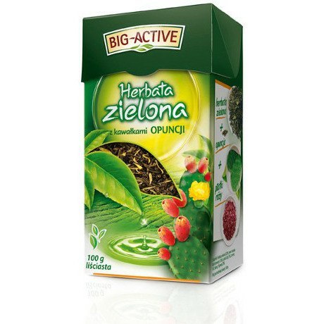 Herbata Big-Active 100g zielona z kawałkami opuncji Herbata Big-Active 100g zielona z kawałkami opuncji