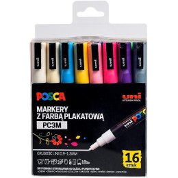 Markery z farbą plakatową Uni POSCA PC-3M 16 kolor