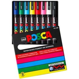 Markery z farbą plakatową Uni POSCA PC-5M 8 koloró