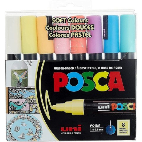 Markery z farbą plakatową Uni POSCA PC-5M 8 koloró