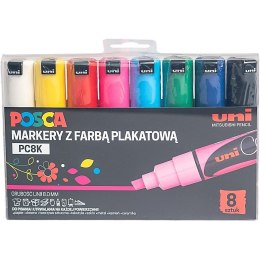 Markery z farbą plakatową Uni POSCA PC-8K 8 koloró