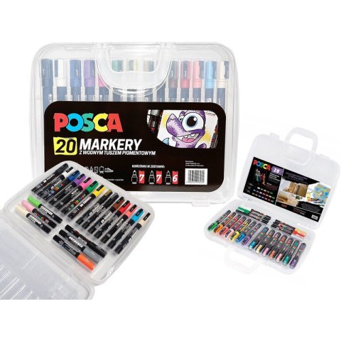 Markery z farbą plakatową Uni POSCA zestaw (20)