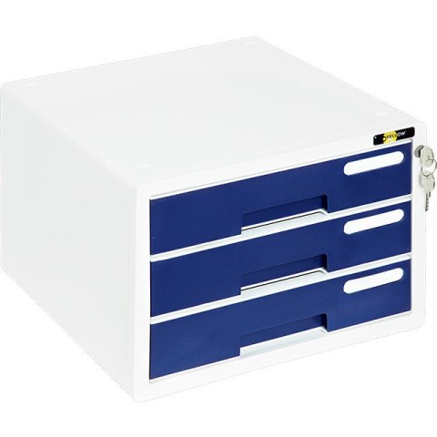 Pojemnik 3 szuflady Yellow One YL-SP03 biało-granatowy Pojemnik 3 szuflady Yellow One YL-SP03 biało-granatowy