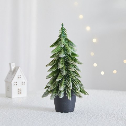 Choinka Ozdobna Dekoracyjna Sztuczna W Doniczce Srebrne Wykończenie 22 x 10 cm