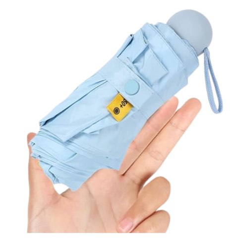 Parasolka Kieszonkowa Składana z Ochroną UV UPF 50+ Etui Niebieska 90 cm