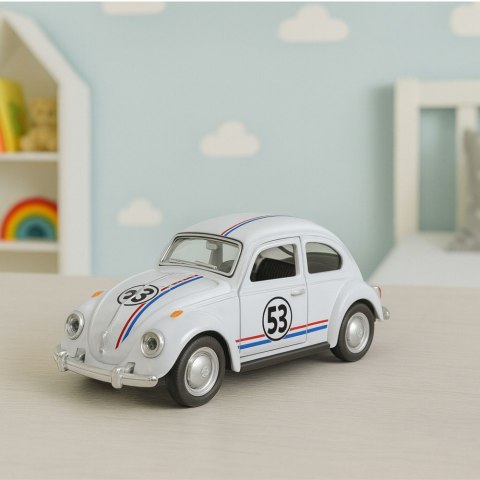 Samochód Klasyczny Garbus Metalowy Napęd Otwierane Drzwi Biały 1:32