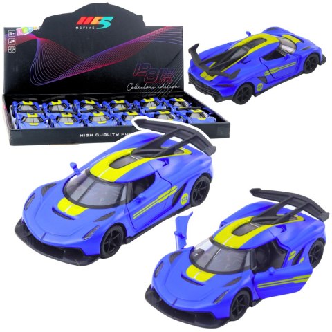 Samochód Wyścigowy Sportowy Metalowy Napęd Otwierane Drzwi Niebieski 1:32