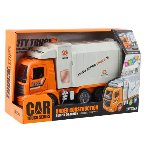 Ciężarówka Śmieciarka Miejska Światła Dźwięki Pomarańczowa