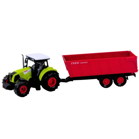 Zestaw Ciężarówka Traktor Z Przyczepą Światła Dźwięki Czerwona