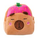 Portfelik Pluszowy Z Brelokiem Kapibara Truskawka Różowa 9,5 x 8 cm