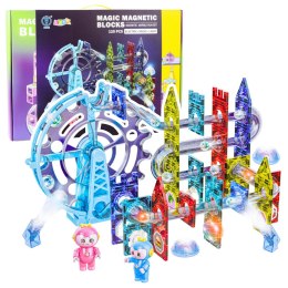 Klocki Magnetyczne Przestrzenne Tor Kulkowy Ludziki Świecący 120 el.