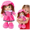 Lalka Szmacianka Przytulanka Sukienka W Kratkę Różowa 35 cm