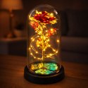 Wieczna Róża W Kopule Kryształowa Oświetlenie LED Czerwona 21x11cm