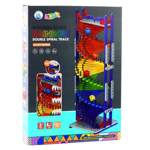 Klocki Konstrukcyjne Edukacyjne Tor Zjeżdżalnia Dla Kulek Kolorowy 550 el.