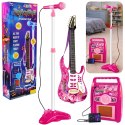 Gitara z Mikrofonem Strunami Wzmacniaczem Różowa