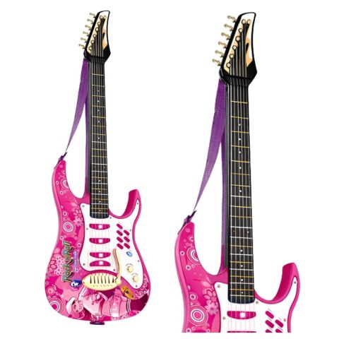 Gitara z Mikrofonem Strunami Wzmacniaczem Różowa