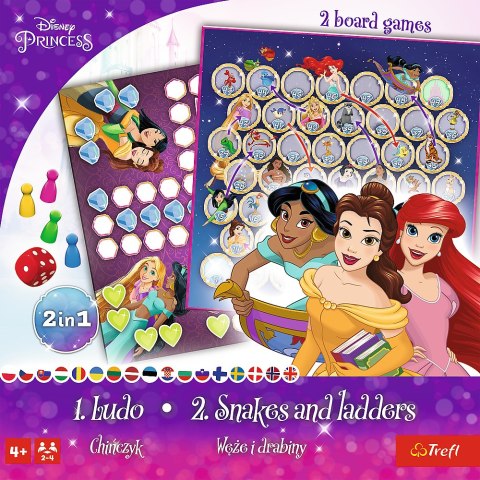 Gra planszowa 2w1 Chińczyk Węże i drabiny Disney Princess Trefl 02418