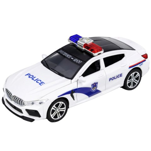 Auto Policyjne Radiowóz Otwierane Drzwi Napęd Światła Dźwięki Biały