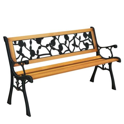 Ławka Ogrodowa Drewniana Metalowa Ławeczka Parkowa Ogrodowa z oparciem