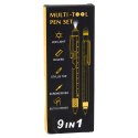 Długopisy Wielofunkcyjne 9w1 Poziomica Latarka Śrubokręt Żółty Czarny 2szt