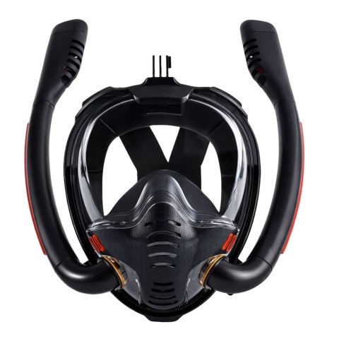 Maska Do Snorkelingu Nurkowania Pełnotwarzowa AntiFog DryTop Czarna L/XL