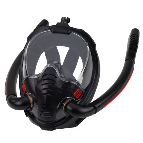 Maska Do Snorkelingu Nurkowania Pełnotwarzowa AntiFog DryTop Czarna L/XL