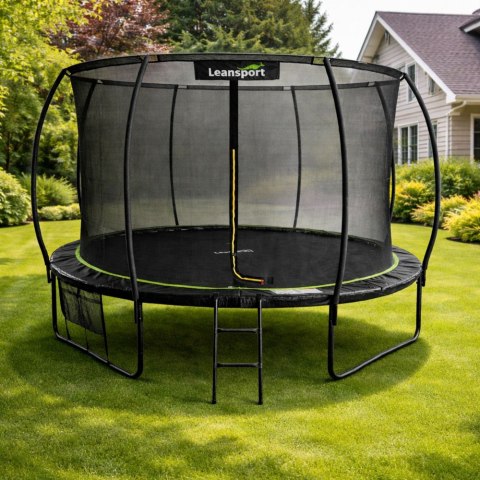 Trampolina Ogrodowa LEAN Z Siatką Wewnętrzną Czarno-Zielona 366CM 12FT