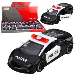 Autko Policyjne Sportowe Samochód Z Napędem Metalowy Pull-Back Czarny 1:43