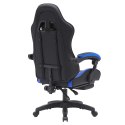 Fotel Gamingowy LEAN Obrotowy Biurowy Z Podnóżkiem Poduszki Czarno-Niebieski