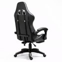 Fotel Gamingowy LEAN Obrotowy Biurowy Z Podnóżkiem Poduszki Czarno-Szary