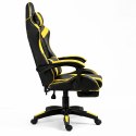 Fotel Gamingowy LEAN Obrotowy Biurowy Z Podnóżkiem Poduszki Czarno-Żółty