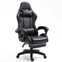 Fotel Gamingowy LEAN Obrotowy Biurowy Z Podnóżkiem Poduszki Czarny